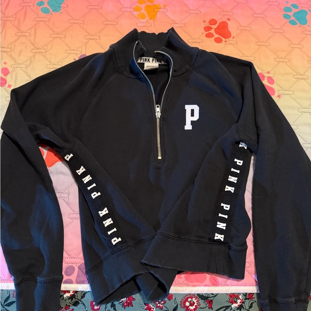 Victoria's Secret PINK Black Quarter-Zip Pullover